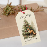 Etiquetas Para Regalos Vintage Christmas Winter Woodland Fox Name<br><div class="desc">Añade un toque de nostalgia a tus regalos con estas etiquetas de regalo vintage de Navidad con un encantador árbol de Navidad y diseño de zorros de bosque. Perfecto para un tema de Navidades de bosque, estas etiquetas coloridas en rojo y verde clásico le aportan un toque retro a su...</div>