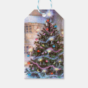 Etiquetas Para Regalos Vintage de árbol de Navidad