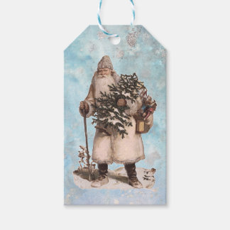 Etiquetas Para Regalos Vintage Father Christmas Santa Silver Nieve a la b