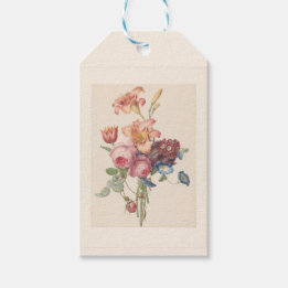 Etiquetas Para Regalos Vintage Floral Holandés Watercolor Bouquet