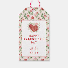 Etiquetas Para Regalos Vintage Floral Roses Happy Valentine's Day Tags