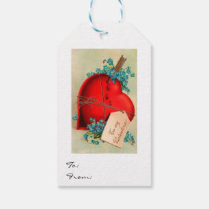 Etiquetas Para Regalos Vintage Gran Corazón de Sangrado Rojo San Valentín