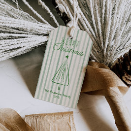 Etiquetas Para Regalos Vintage Green Hand Drake Navidades Abstract Tree