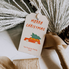 Etiquetas Para Regalos Vintage Hand Drake Red Car Tree Navidades Funky
