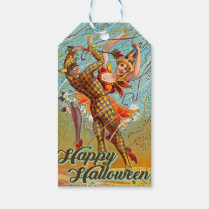 Etiquetas Para Regalos Vintage Happy Halloween Dancing in Jester