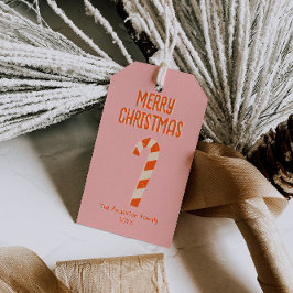 Etiquetas Para Regalos Vintage Illustrated Pink Merry Christmas Candy Bar