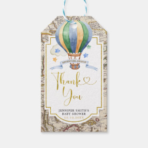 Etiquetas Para Regalos Vintage Map Hot Air Balloon Baby Shower Gracias