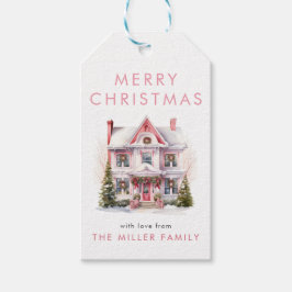 Etiquetas Para Regalos Vintage Pink Watercolor House Village