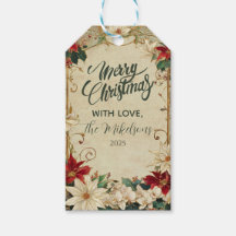 Vintage Poinsettia y Holly Navidades