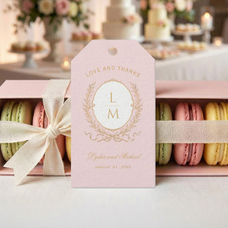 Etiquetas Para Regalos Vintage Rosa París Glam | Boda Monograma
