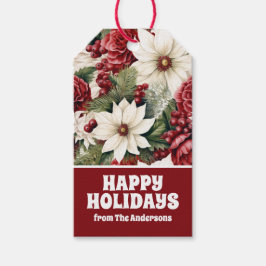 Etiquetas Para Regalos Vintage Rústico Navidades Flores hojas patrón