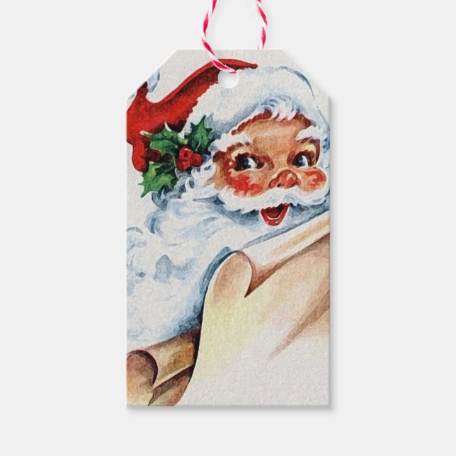 Etiquetas Para Regalos Vintage Santa Claus Padre Navidad (Anverso)