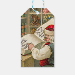 Etiquetas Para Regalos Vintage Santa que trabaja en lista traviesa y Niza