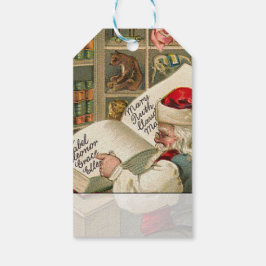 Etiquetas Para Regalos Vintage Santa que trabaja en lista traviesa y Niza