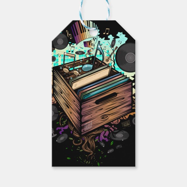 Etiquetas Para Regalos Vinyl Crate Music (Anverso)