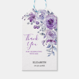 Etiquetas Para Regalos Violet Rosa Greenery Floral Cumpleaños Gracias