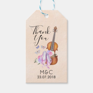 Etiquetas Para Regalos Violín, zapatos de ballet, flores y mariposas