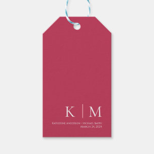 Etiquetas Para Regalos Viva Magenta y Boda de Monograma Blanco
