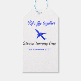 Etiquetas Para Regalos Volemos juntos el primer avión de cumpleaños azul