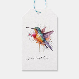 Etiquetas Para Regalos Vuelo Colorido, colibrí personalizado acuarela