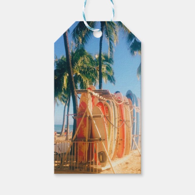 Etiquetas Para Regalos Waikiki Beach Surfboards (Anverso)