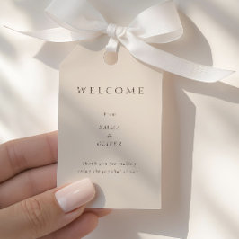 Etiquetas Para Regalos Warm Sand Minimalist Wedding Welcome