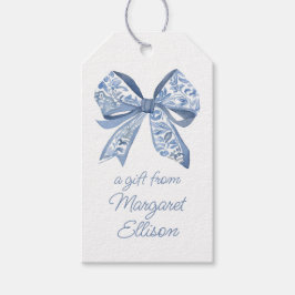Etiquetas Para Regalos Watercolor Blue Chinoiserie Bow