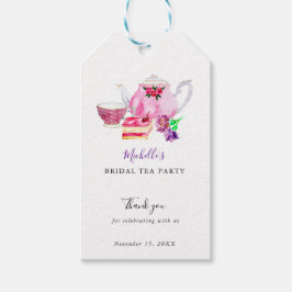 Etiquetas Para Regalos Watercolor Bridal Shower Tea Fiesta Moda púrpura