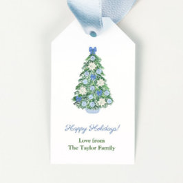 Etiquetas Para Regalos Watercolor Chinoiserie Moda Árbol Feliz Navidad