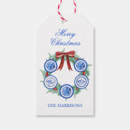 Etiquetas Para Regalos Watercolor Chinoiserie Plates Wreath Navidades
