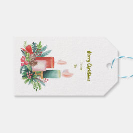 Etiquetas Para Regalos Watercolor Christmas candles Gift Tag