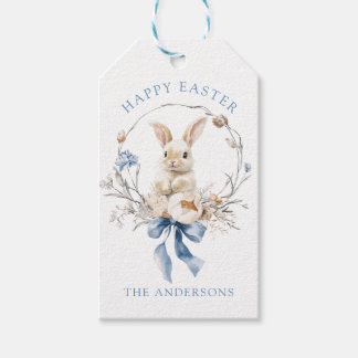 Etiquetas Para Regalos Watercolor Cute Bunny Blue Bow Spring