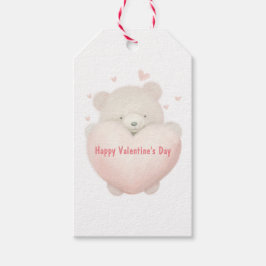 Etiquetas Para Regalos Watercolor Cute Teddy Bear - Feliz Día de San Vale