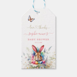 Etiquetas Para Regalos Watercolor Easter Wildflowers Bunny Baby Shower