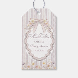 Etiquetas Para Regalos Watercolor Elegant Pastel wildflower bow lace  Bab