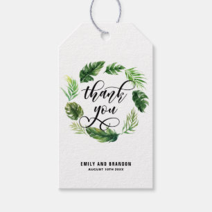Etiquetas Para Regalos Watercolor Hojas Tropicales Wreath Gracias ddd