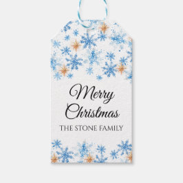 Etiquetas Para Regalos Watercolor Invierno Snowflake Feliz Navidad