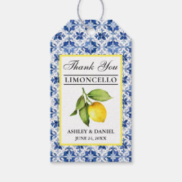Etiquetas Para Regalos Watercolor Lemon Blue Tile Limoncello Gracias
