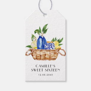 Etiquetas Para Regalos Watercolor Lemon Mediterráneo Cesta Dulce 16