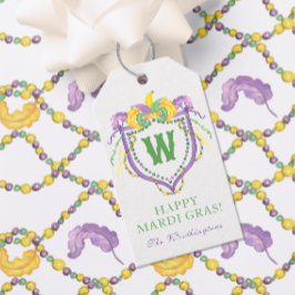 Etiquetas Para Regalos Watercolor Mardi Gras Monogram Crest