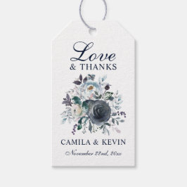 Etiquetas Para Regalos Watercolor Marina Azul Boda Floral AMOR Y GRACIAS