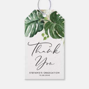 Etiquetas Para Regalos Watercolor Monstera Greenery Graduation Gracias