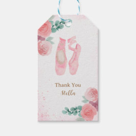 Etiquetas Para Regalos Watercolor Pink Ballerina Shoes, Gracias