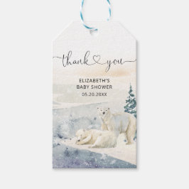 Etiquetas Para Regalos Watercolor Polar Bear Winter Baby Shower Gracias