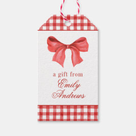 Etiquetas Para Regalos Watercolor Red Bow Gingham
