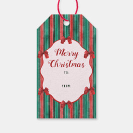 Etiquetas Para Regalos Watercolor Red Bows Stripes To From Christmas