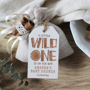 Etiquetas Para Regalos Watercolor Rustic Wood Wild One Baby Shower
