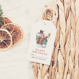 Etiquetas Para Regalos Watercolor Snowman Felices Fiestas Navidades