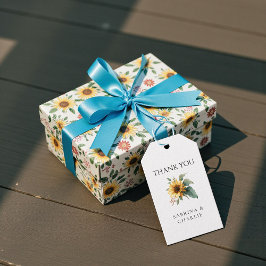 Etiquetas Para Regalos Watercolor Sunflower Rustic Floral