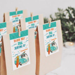 Etiquetas Para Regalos Watercolor Surfer Van Surf Birday Party